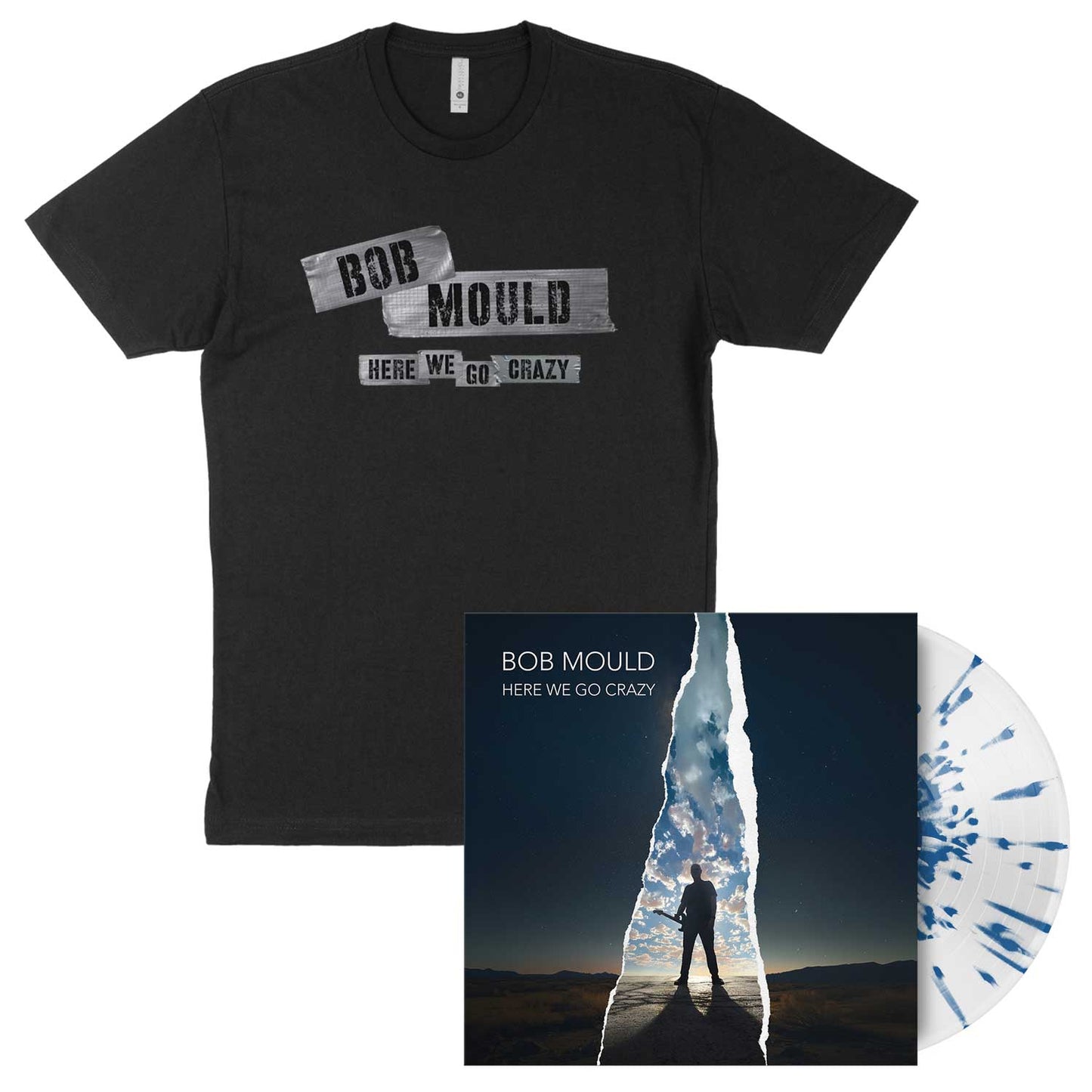 Here We Go Crazy Blue Splatter Vinyl + Shirt Bundle