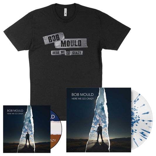 Here We Go Crazy CD + Blue Splatter Vinyl + Shirt Bundle